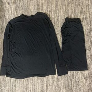 Polartec Mens Size‎ Large Layer Long Sleeve Shirt & Bottoms Black Power Dry